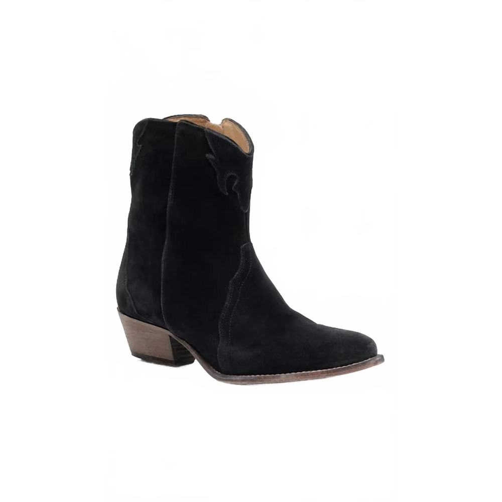 FREE PEOPLE New Frontier Western Boots Womens Sz 38.5 US 8.5 Black Suede Leather